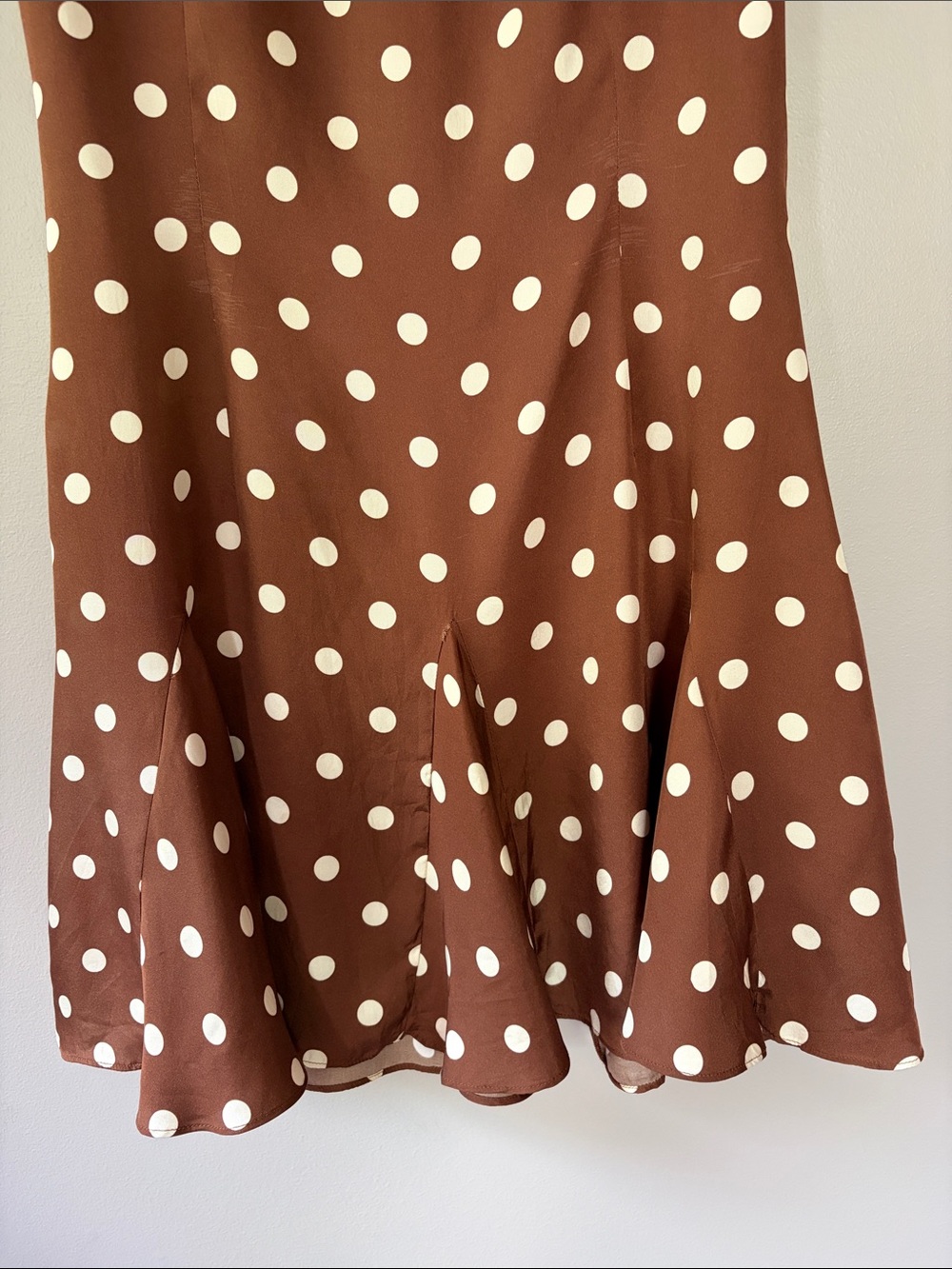 Doen Melina Dress Georgine Dot Small Brown Ivory Polka Dot Silk Retro Cottage - Picture 8 of 14